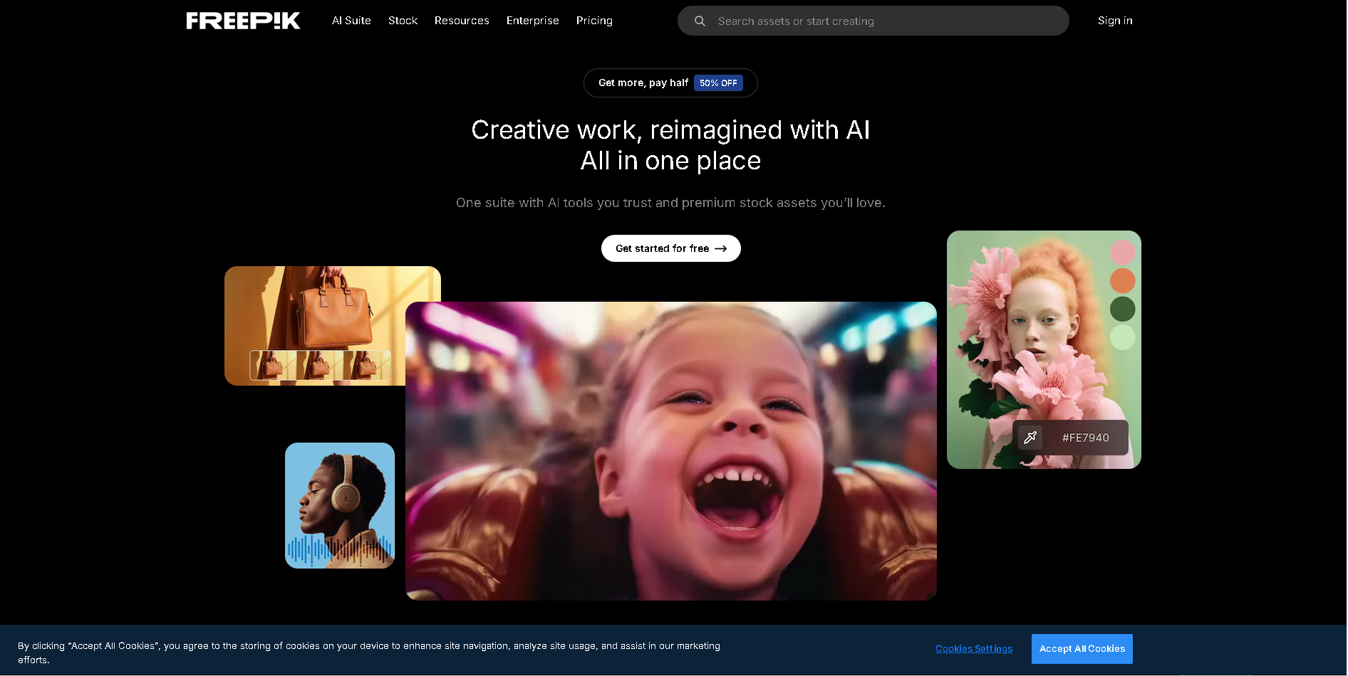 Freepik 是全球知名的免费设计素材平台，提供大量高品质的矢量图、照片、PSD文件等资源，适用于平面设计师、网页设计师及创意工作者。